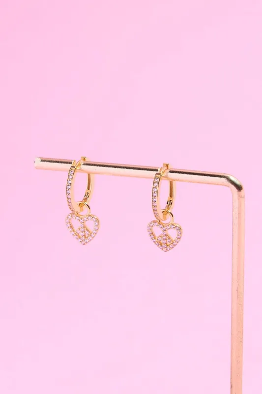 Peace Love Sterling Silver Charm Dangle Earrings sold by Mulberry and Grand