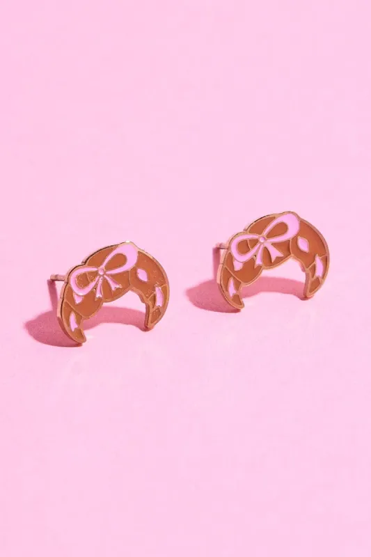 Bowy Croissant Enamel Charm Stud Earrings sold by Mulberry and Grand