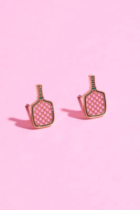 Pickleball Enamel Charm Stud Earrings sold by Mulberry and Grand