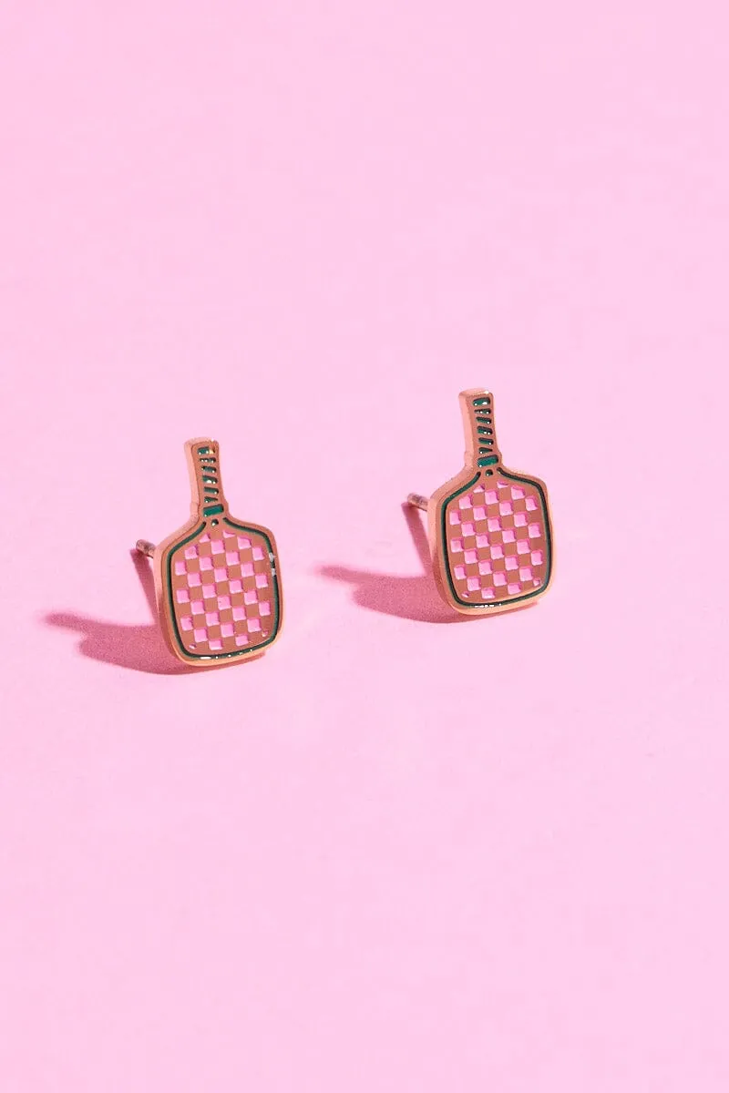 Pickleball Enamel Charm Stud Earrings sold by Mulberry and Grand