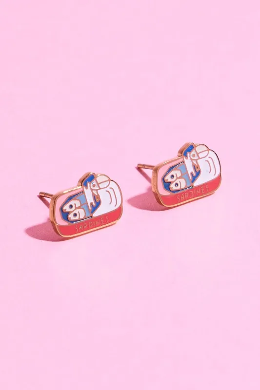 Sardines Enamel Charm Stud Earrings sold by Mulberry and Grand