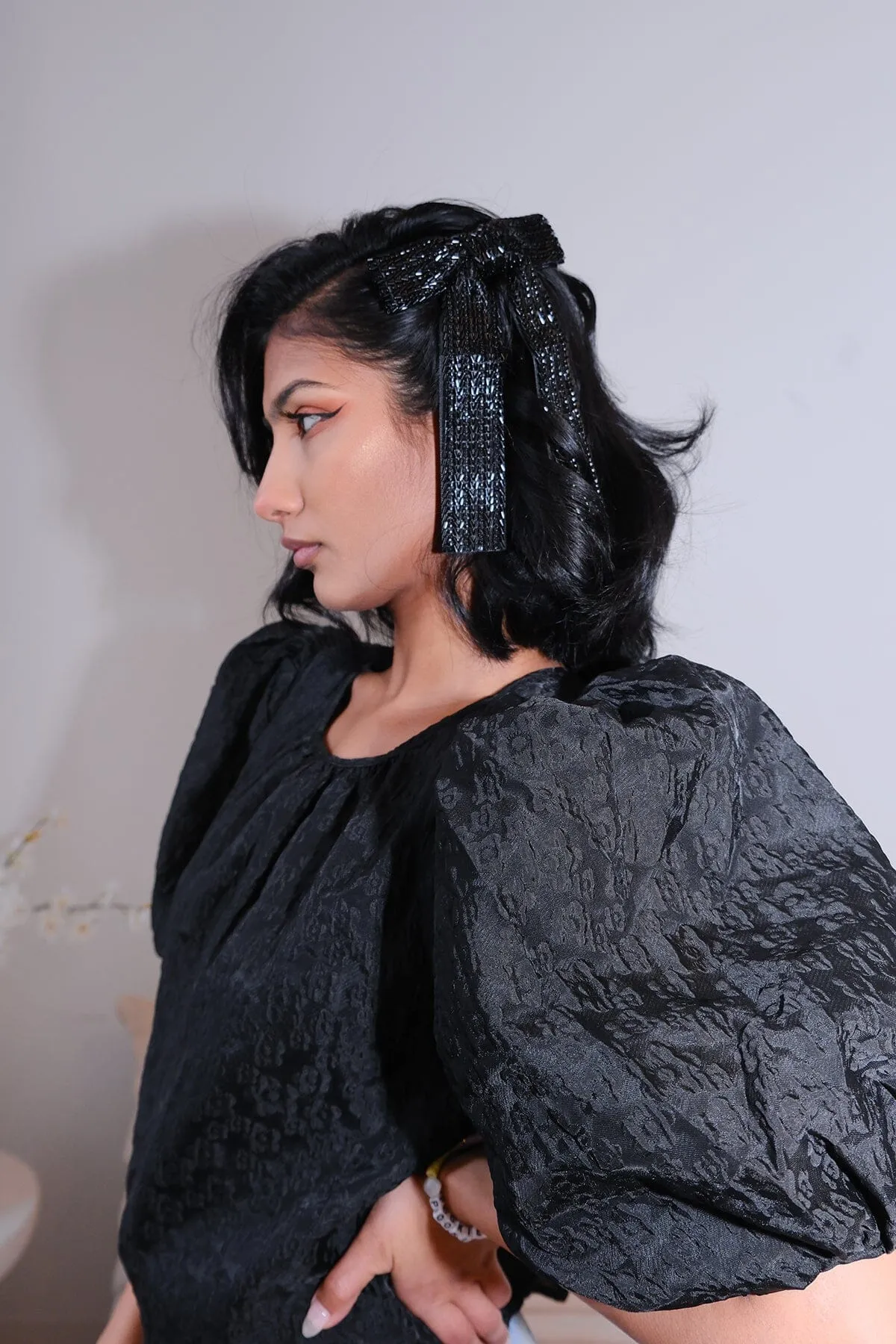 Pearl Beaded Bow Hair Clip sold by Mulberry and Grand product image thumbnail 5