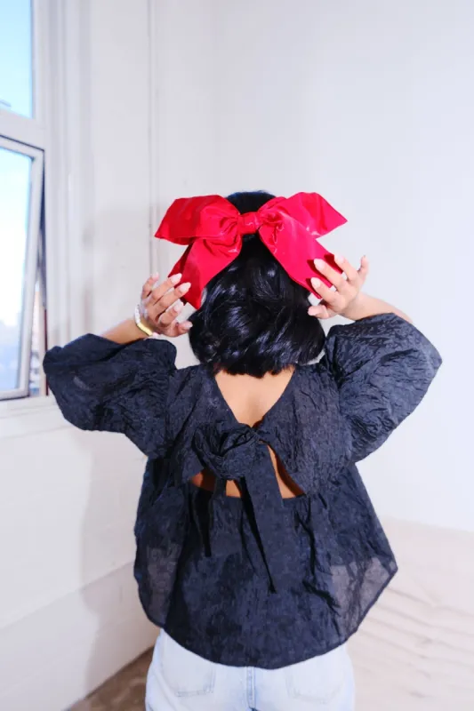Oversized Silky Satin Bow Hair Clip sold by Mulberry and Grand