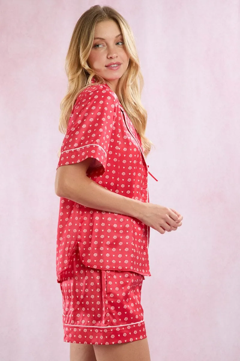 Satin Rose Prints Pajama Set sold by Mulberry and Grand product image thumbnail 4