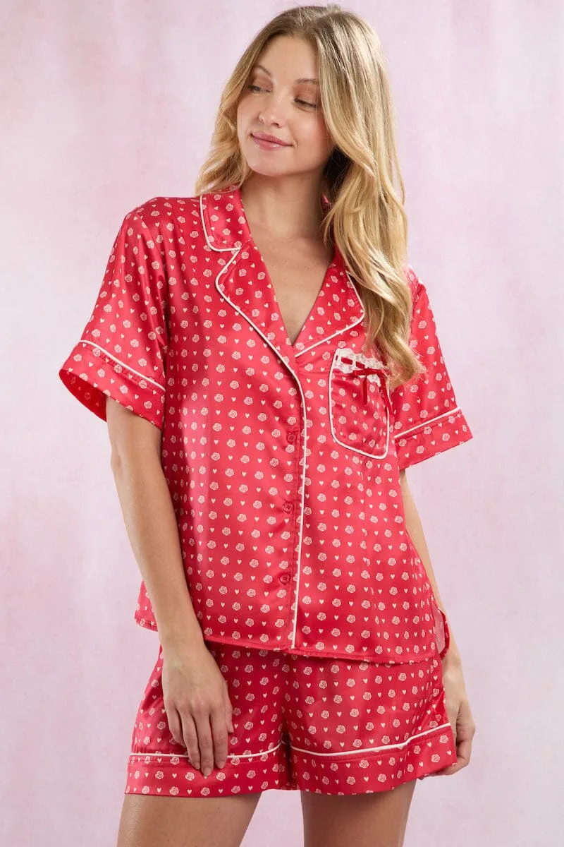 Satin Rose Prints Pajama Set sold by Mulberry and Grand product image thumbnail 5