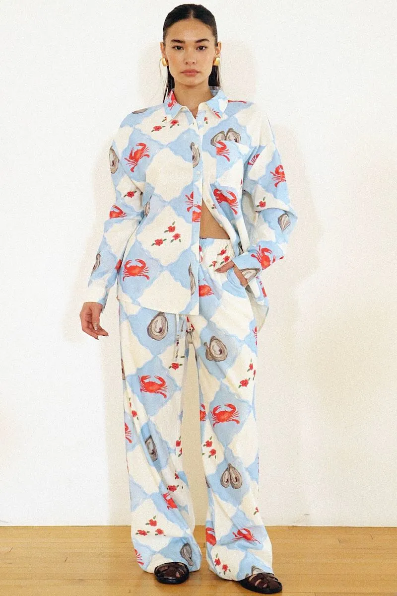 Clarita Coastal Charm Printed Drawstring Pants sold by Mulberry and Grand