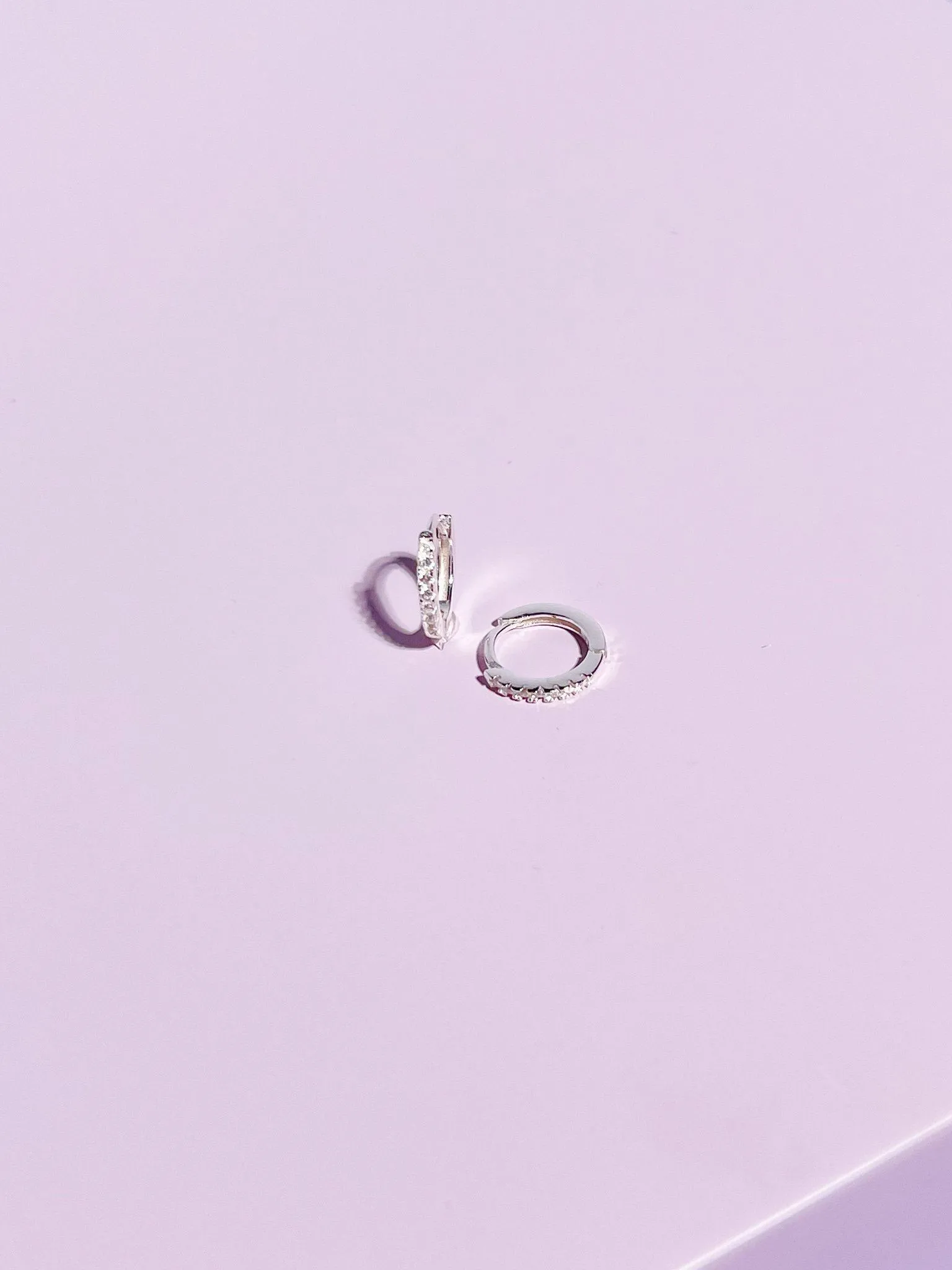 Crystal Sterling Silver Hoop Charm Huggie Earring sold by Mulberry and Grand product image thumbnail 2