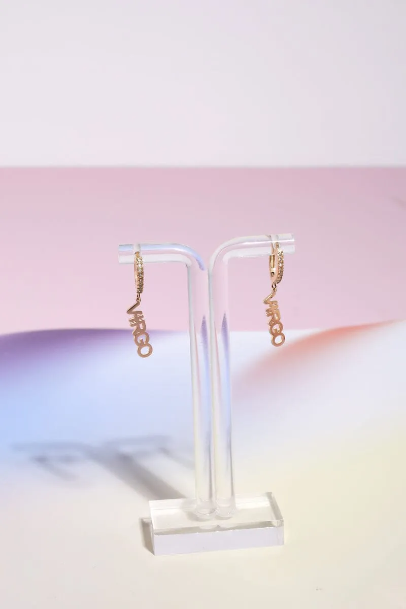 Virgo Crystal Zodiac Charm Dangle Earrings sold by Mulberry and Grand