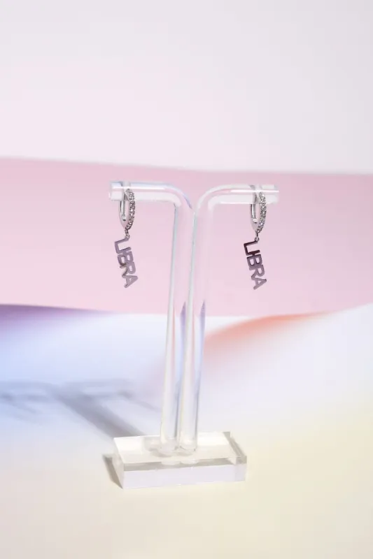Libra Crystal Zodiac Charm Dangle Earrings sold by Mulberry and Grand