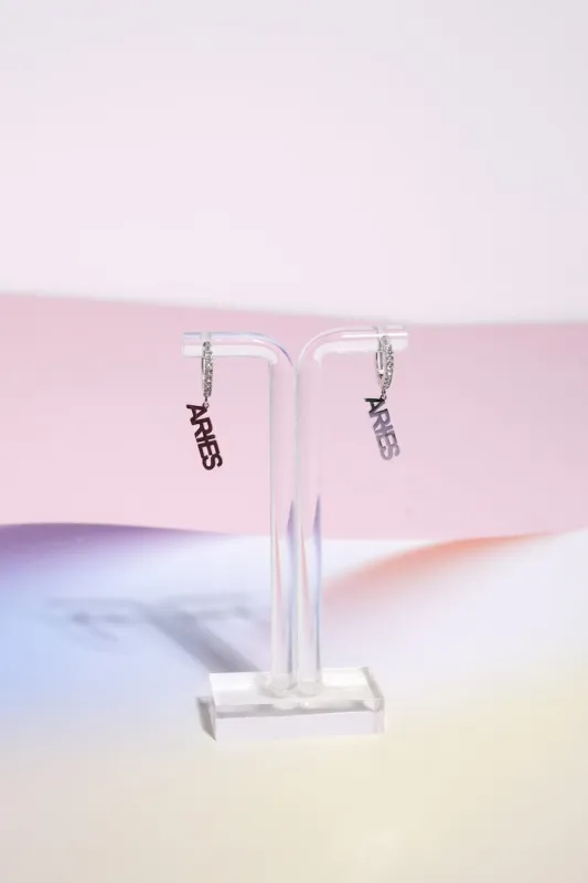 Aries Crystal Zodiac Charm Dangle Earrings sold by Mulberry and Grand