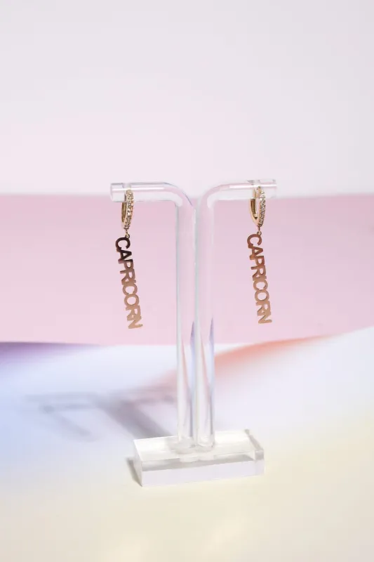 Capricorn Crystal Zodiac Charm Dangle Earrings sold by Mulberry and Grand