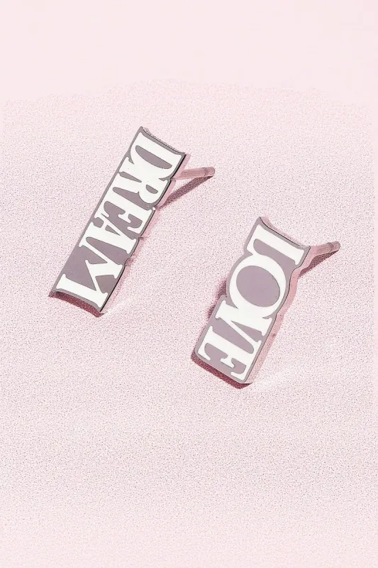 Dream + Love Enamel Charm Stud Earrings sold by Mulberry and Grand