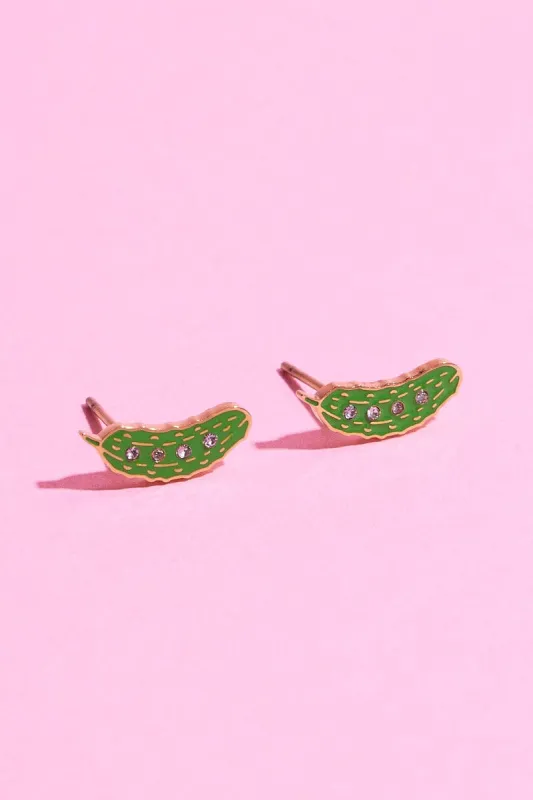 Big Dill Energy Enamel Charm Stud Earrings sold by Mulberry and Grand