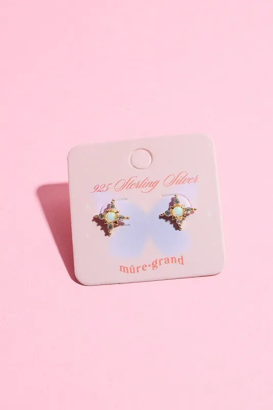 Opal Star Sterling Silver Stud Earring sold by Mulberry and Grand