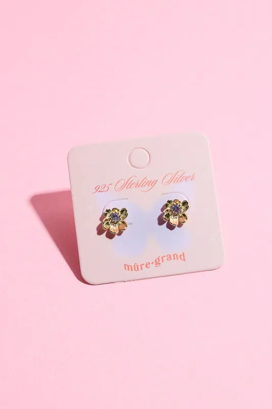 Garden Flower Sterling Silver Stud Earring sold by Mulberry and Grand