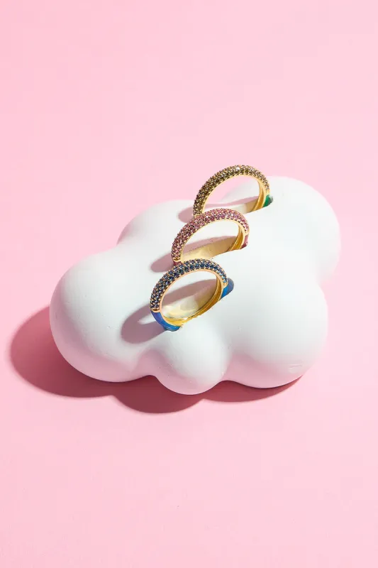 Enamel + Pave Band Sterling Silver Ring sold by Mulberry and Grand