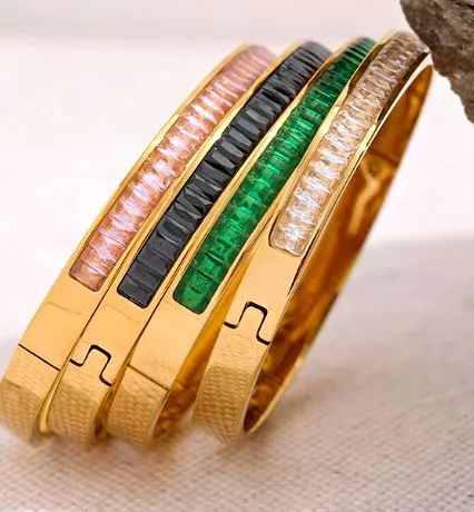 Shiny Cubic Zirconia Bangle Cuff Bracelet sold by Mulberry and Grand product image thumbnail 3
