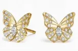 Diamond Pavé Butterfly Sterling Silver Stud Earrings sold by Mulberry and Grand