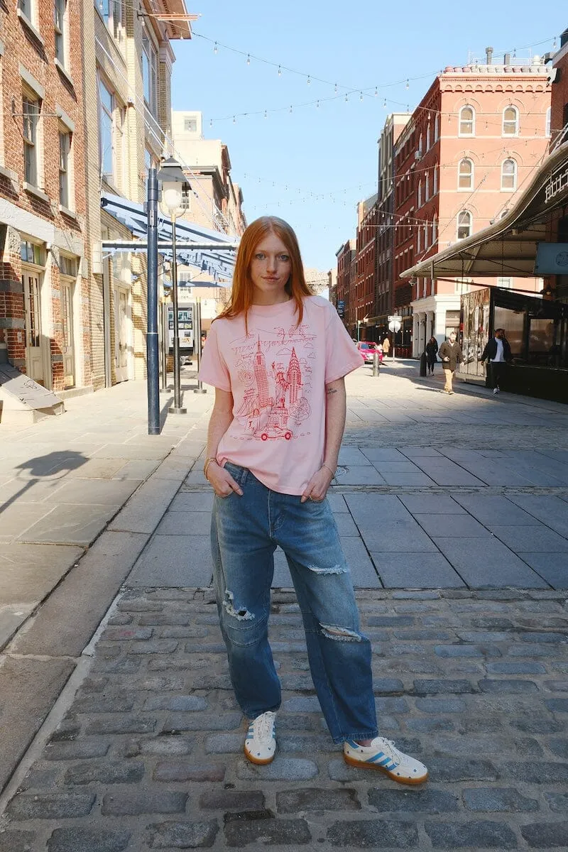 NY Illustration Pink Graphic T-shirt sold by Mulberry and Grand product image thumbnail 2