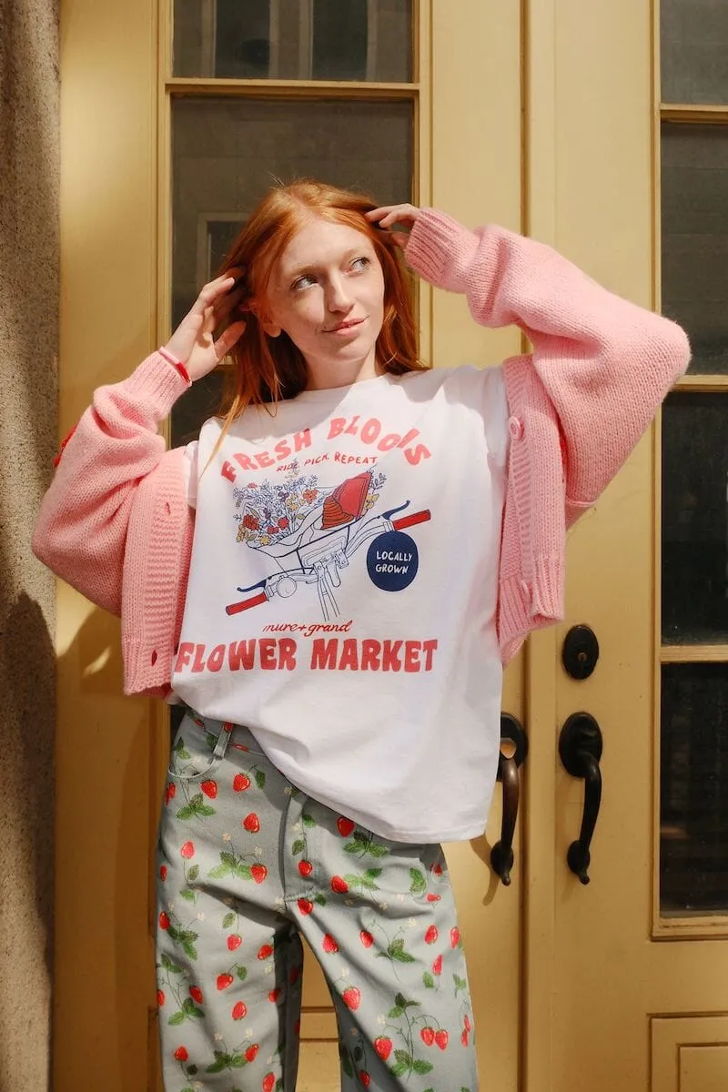 Fresh Blooms Flower Market Graphic T-shirt sold by Mulberry and Grand