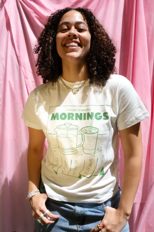 Guide to Mindful Mornings Graphic T-Shirt sold by Mulberry and Grand