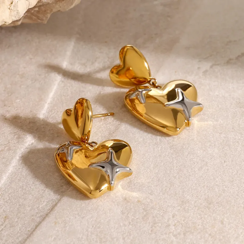 Star in Heart Statement Earring sold by Mulberry and Grand