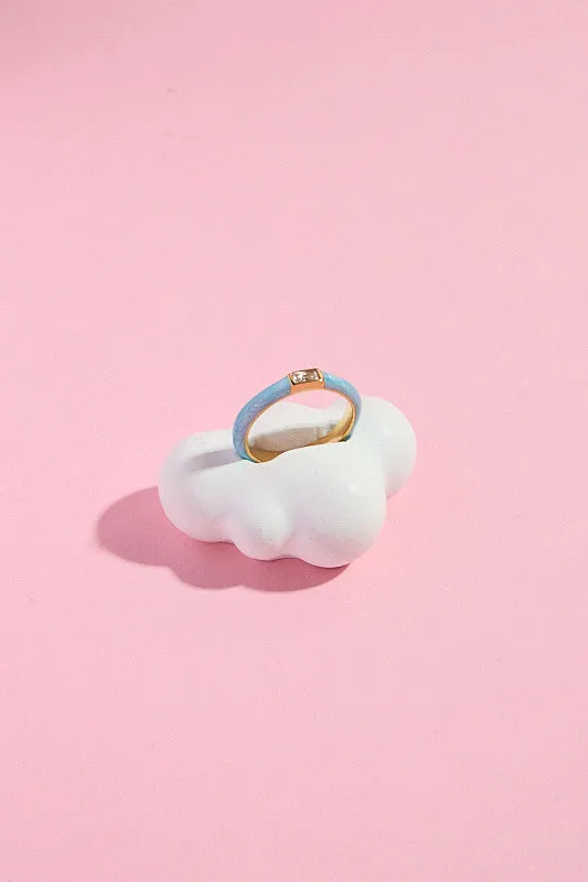 Teal Enamel Gemstone Stacking Ring sold by Mulberry and Grand