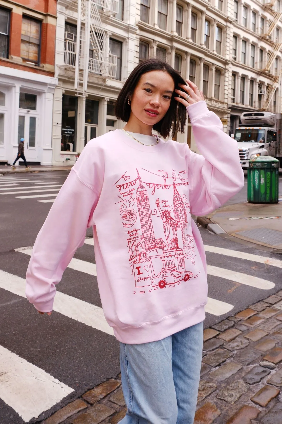 NY All Pink Illustration Sweatshirt sold by Mulberry and Grand product image thumbnail 2