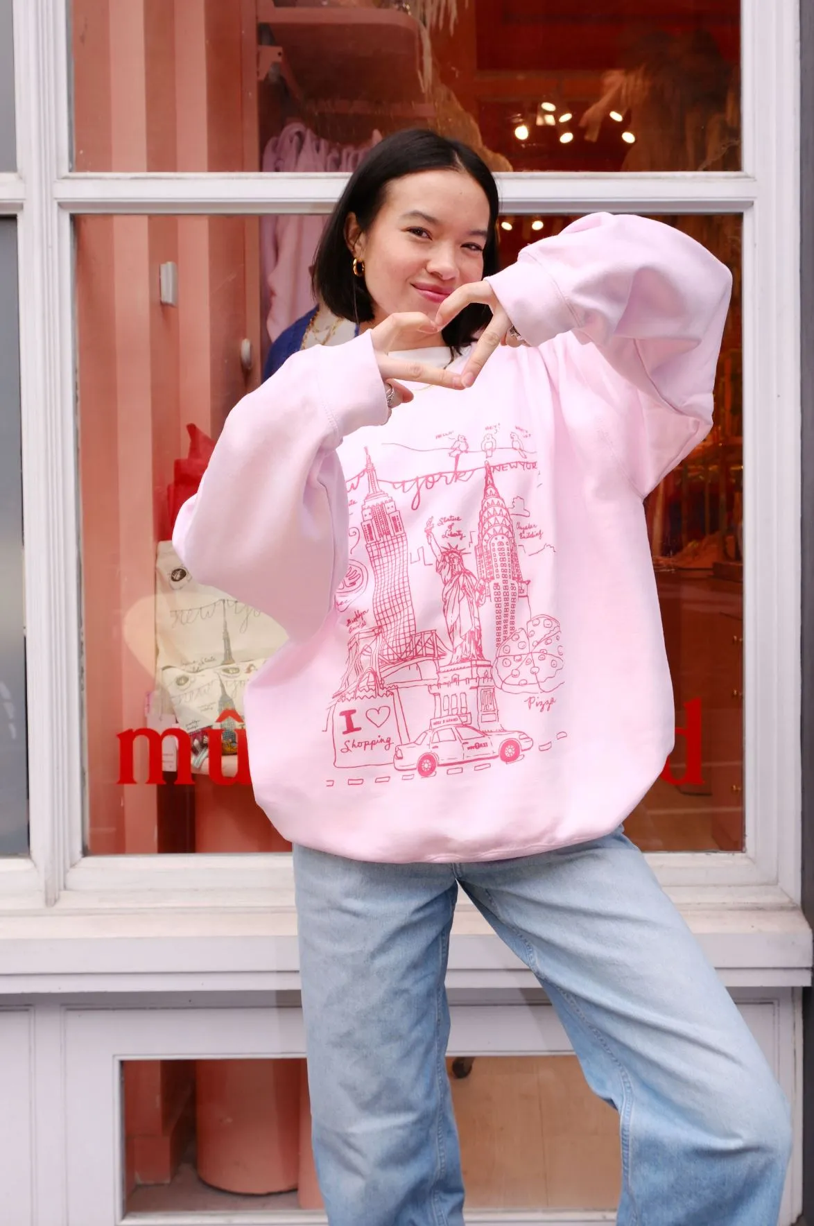 NY All Pink Illustration Sweatshirt sold by Mulberry and Grand product image thumbnail 4