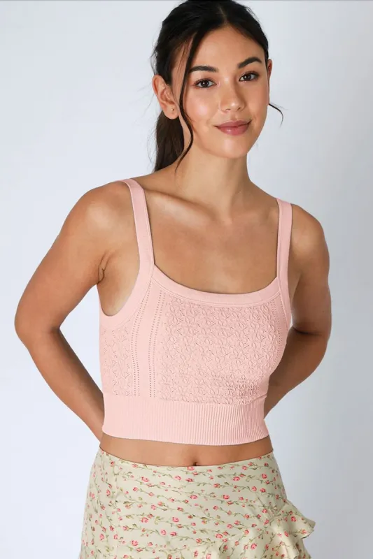 Cassia Floral Lace Ribbed Crop Top sold by Mulberry and Grand