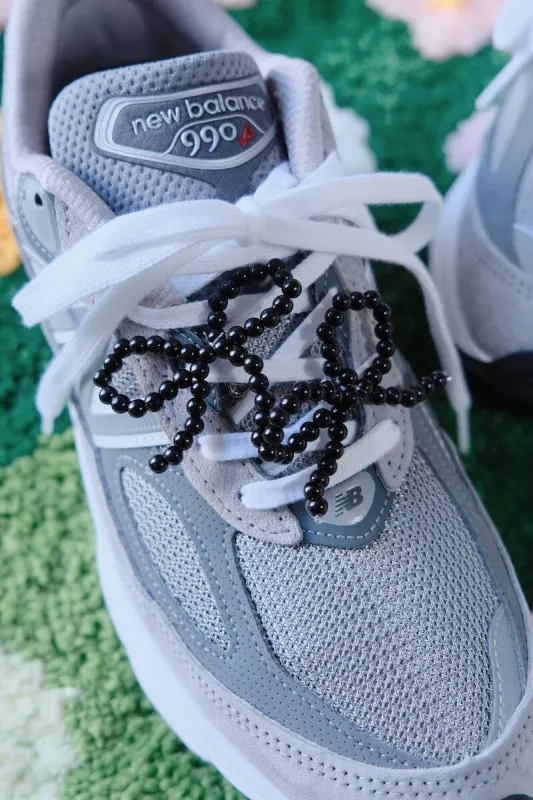 Black Beaded Bow Shoe Charm sold by Mulberry and Grand