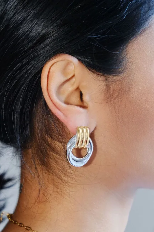 Gold&Silver Knot Statement Earrings sold by Mulberry and Grand