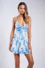 Ciela Bright Blue Floral Back Crossed Tie Mini Dress sold by Mulberry and Grand