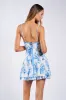 Ciela Bright Blue Floral Back Crossed Tie Mini Dress sold by Mulberry and Grand