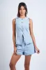 Liora Light Denim Vest Style Top & Wide Shorts Set sold by Mulberry and Grand