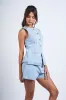 Liora Light Denim Vest Style Top & Wide Shorts Set sold by Mulberry and Grand