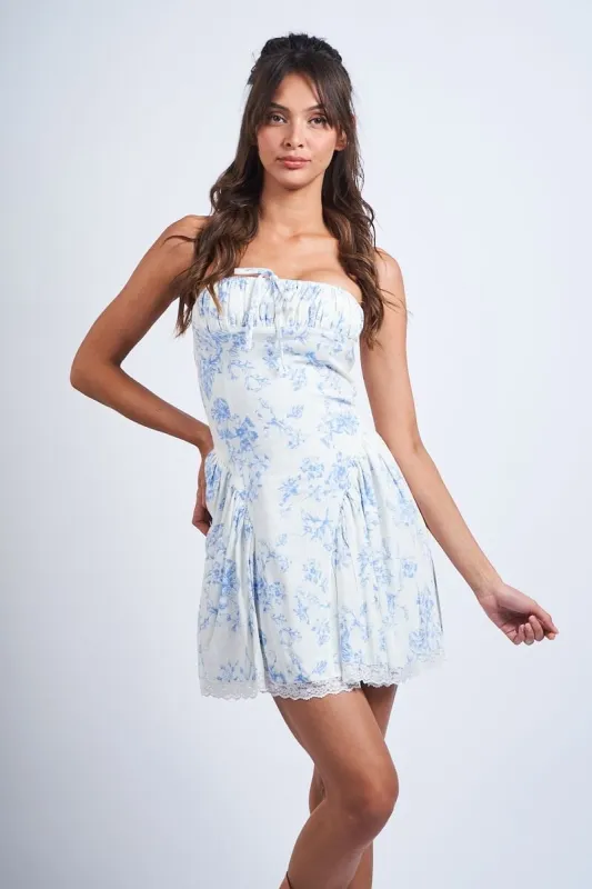 Fumiko Hibiscus Floral Back Cross-Tie Tube Mini Dress sold by Mulberry and Grand