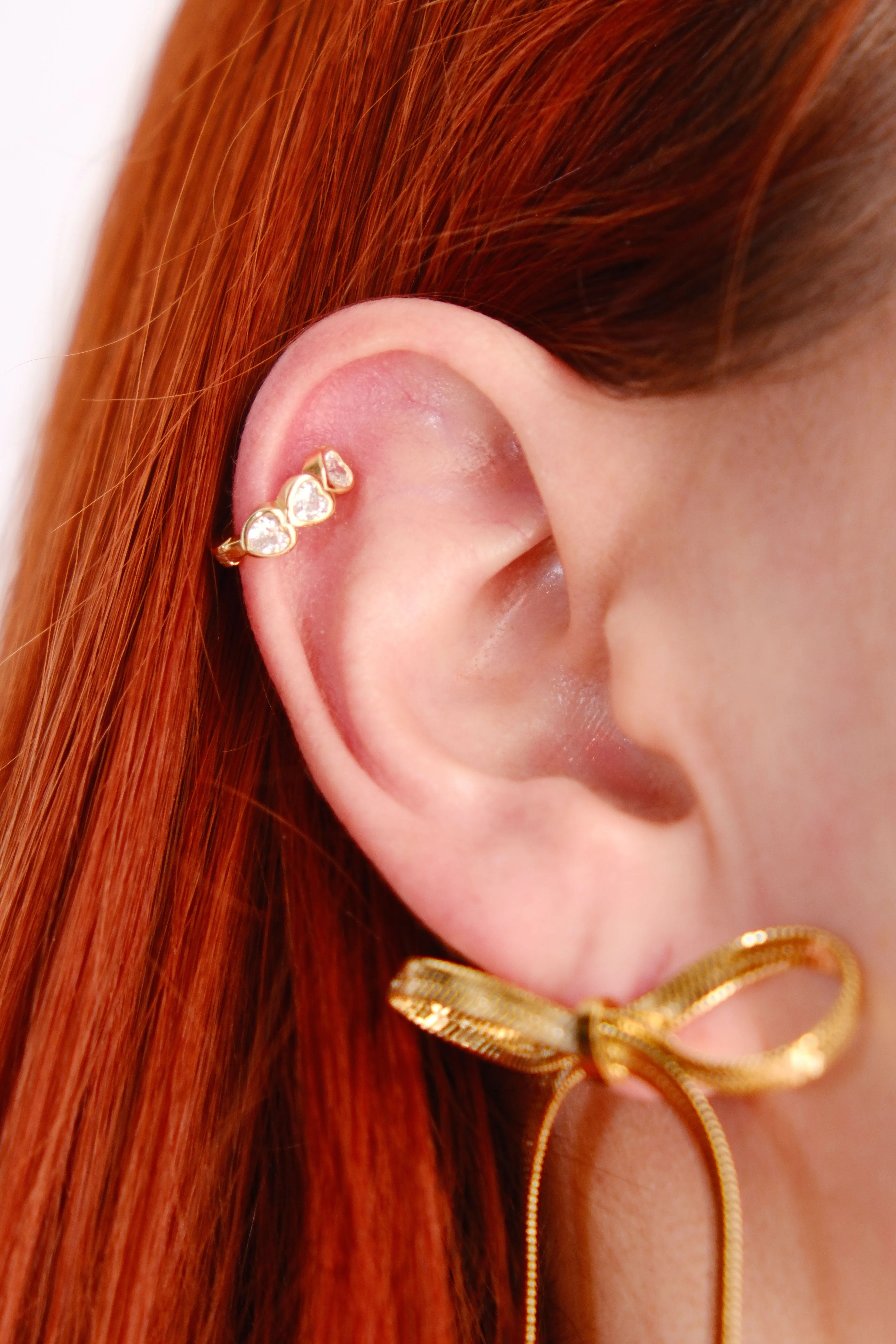 Diamond Heart Sterling Silver Huggie Earrings sold by Mulberry and Grand