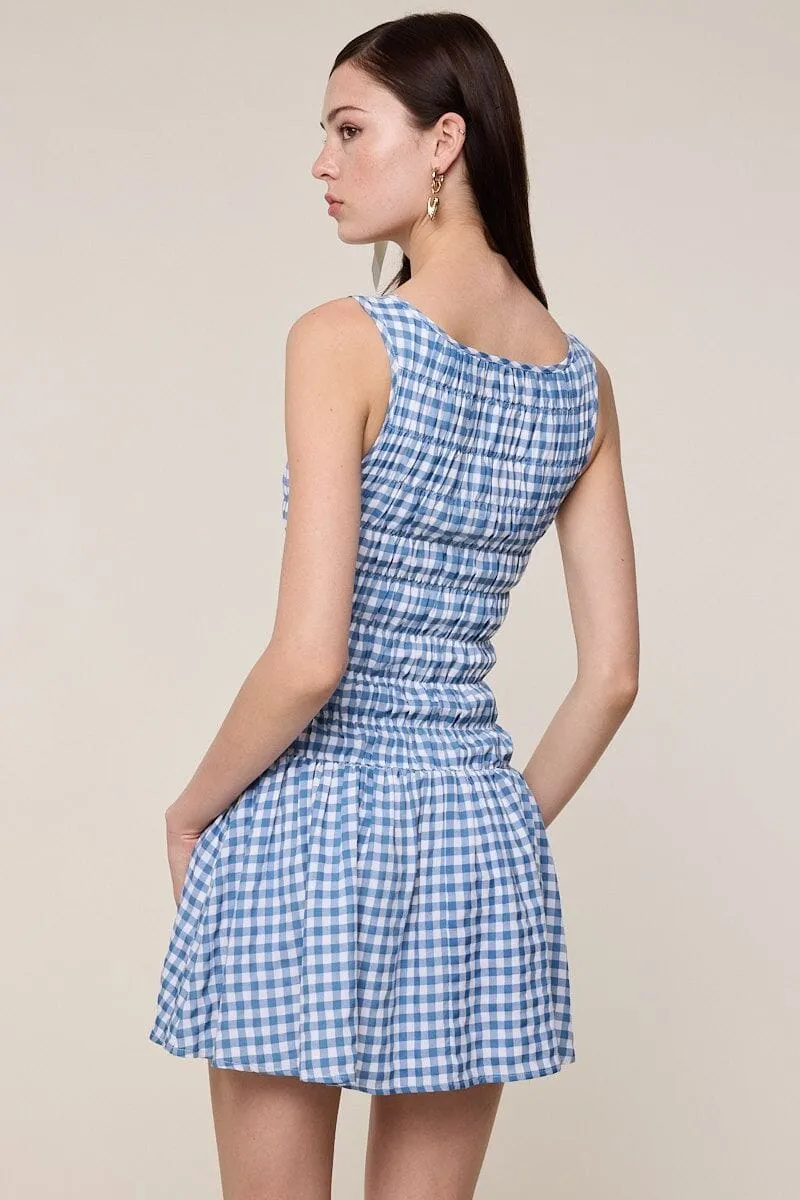 Naila Checker Tiered Torso Fit&Flare Mini Dress sold by Mulberry and Grand product image thumbnail 2