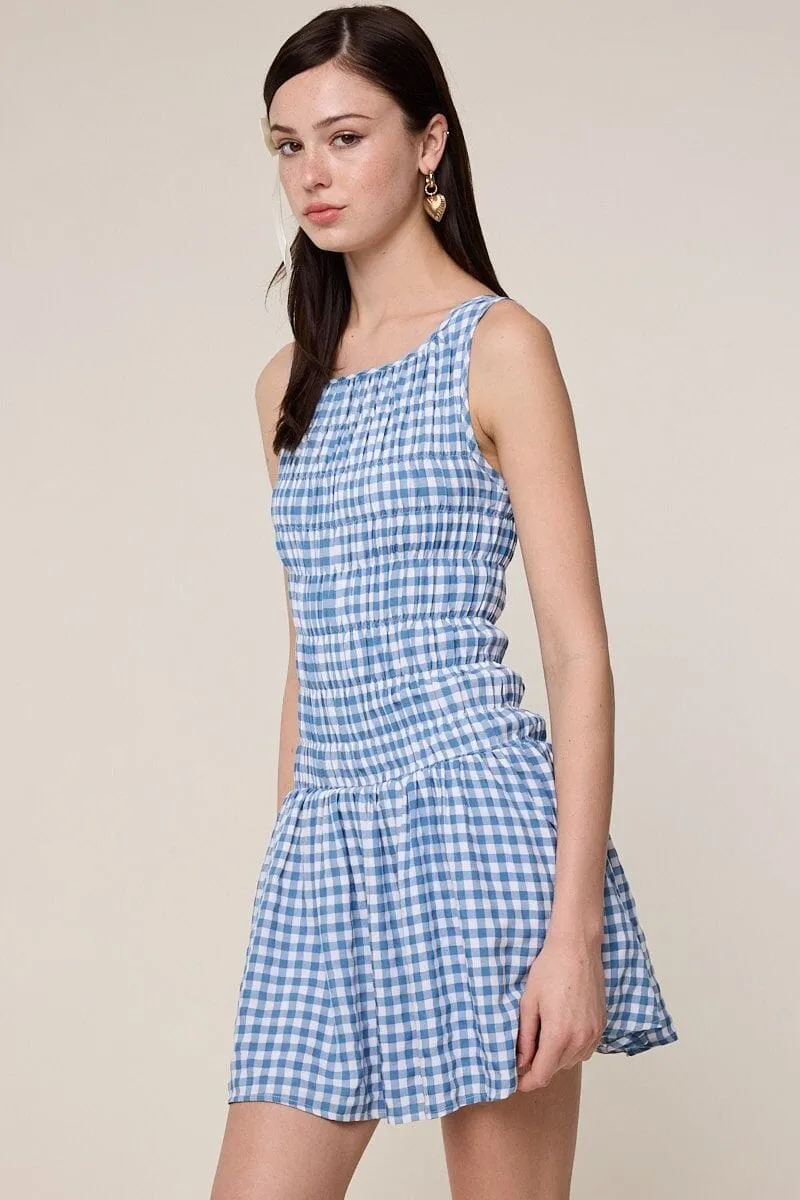 Naila Checker Tiered Torso Fit&Flare Mini Dress sold by Mulberry and Grand product image thumbnail 3