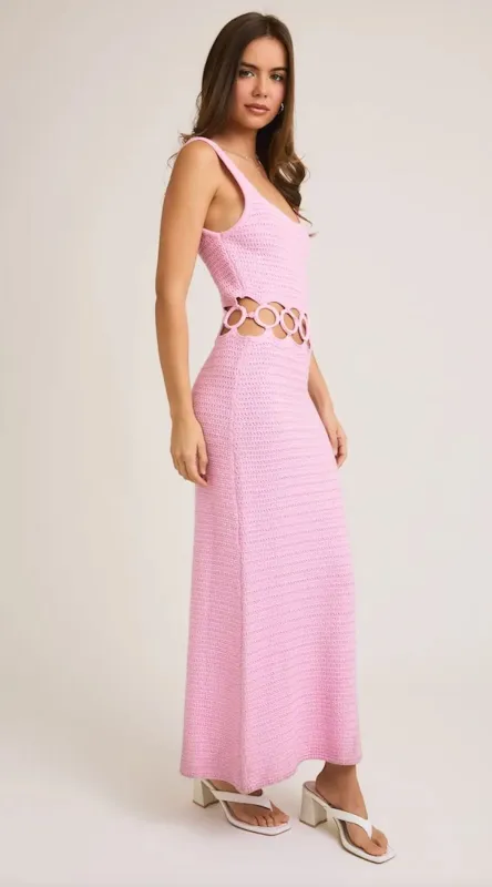 Ania Square Neck Sleeveless Crochet Midi Dress sold by Mulberry and Grand