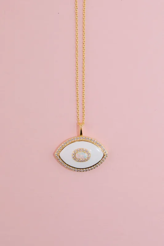 Evil Eye Pendant Sterling Silver Necklace sold by Mulberry and Grand