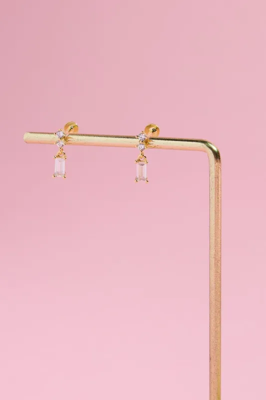 Baguette Cut Sterling Silver Nap Earrings sold by Mulberry and Grand