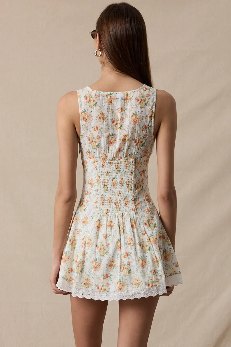 Canne Floral V-Neck Scallop Lace Mini Dress sold by Mulberry and Grand product image thumbnail 5