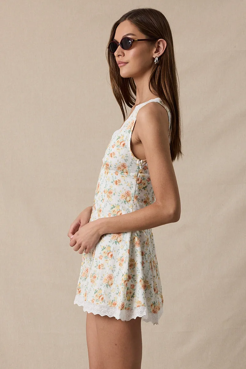 Canne Floral V-Neck Scallop Lace Mini Dress sold by Mulberry and Grand product image thumbnail 4