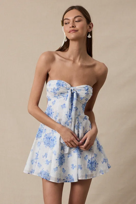 Loula Antique Floral Open Back Mini Dress sold by Mulberry and Grand