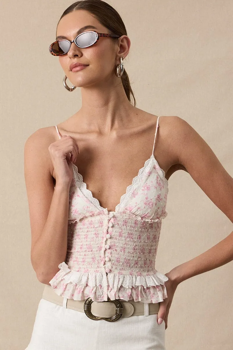 Asher Floral Sweetheart Ruffle Lace Cami Top sold by Mulberry and Grand product image thumbnail 2