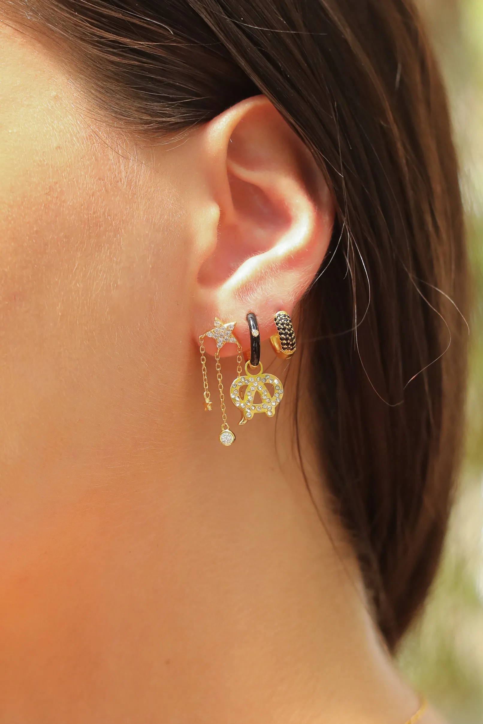 Crystal Sterling Silver Thick Huggies sold by Mulberry and Grand product image thumbnail 2