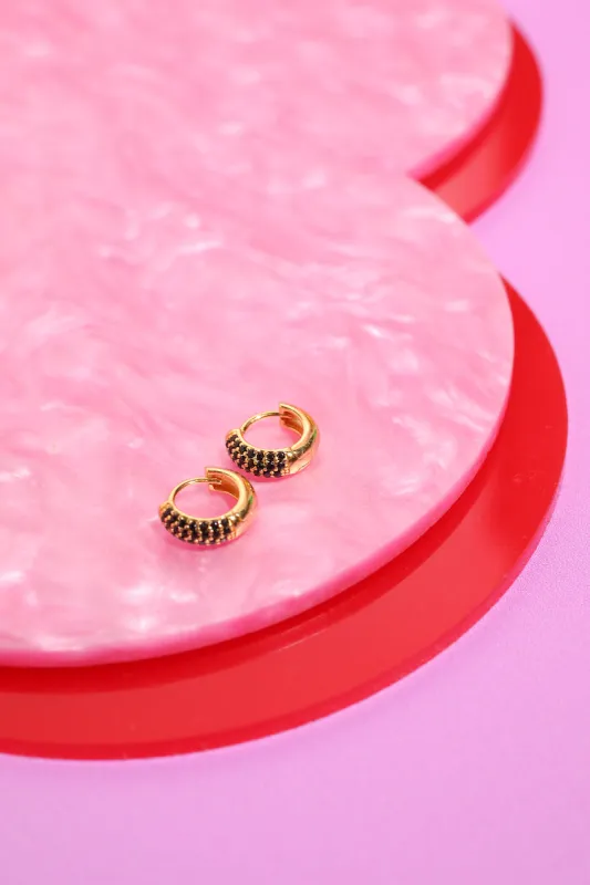 Crystal Sterling Silver Thick Huggies sold by Mulberry and Grand