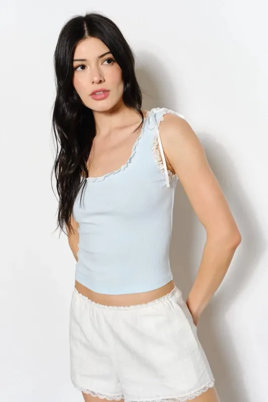 Harper Lace & Satin Trim Cami Top sold by Mulberry and Grand